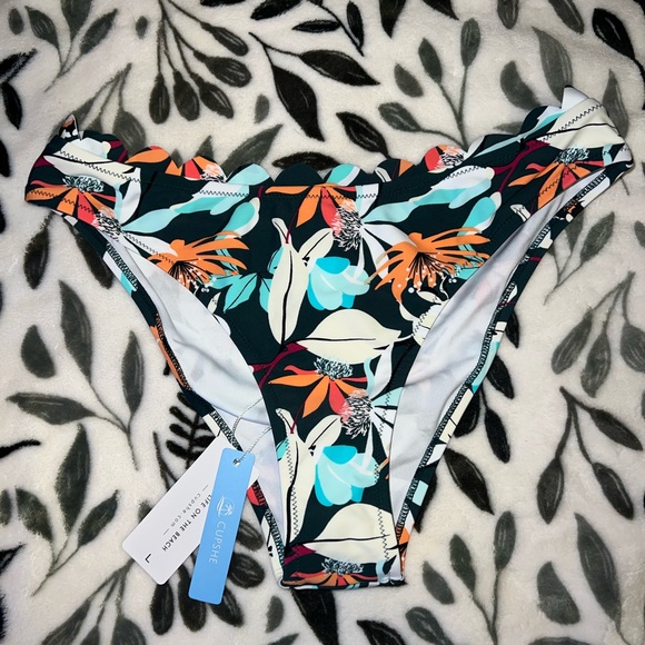 CupShe Green Floral Bikini Bottoms NEW WITH TAGS LARGE - Picture 2 of 4